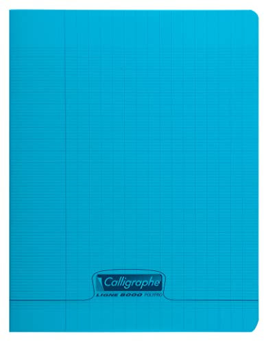 Calligraphe 18342C Un Cahier Agrafé Bleu (une Marque de Clairefontaine) - 17x22 cm - 192 Pages Grands Carreaux - Papier Blanc 90 g - Couverture Polypro Transparent