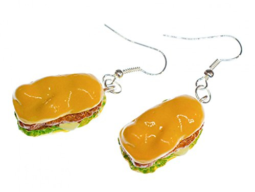 Miniblings Hot Dog Ohrringe Hänger Burger Fast Food Sandwich Amerika Essen 3D - Handmade Modeschmuck I Ohrhänger Ohrschmuck versilbert