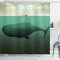 ABAKUHAUS Fantasie Duschvorhang, Riesenwal-Segelboot, mit 12 Ringe Set Stielvoll Modern, 175x200 cm, Beige Grün