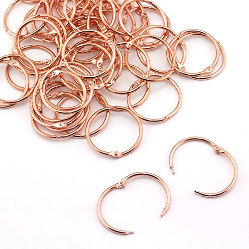 Lind Kitchen 50pcs 1.5 Rose Gold Book Ring Metal Loose Leaf Book Binder Hinged Buckle Rings Scrapbook Sketchbook Craft Photo Album DIY Binding Ring 38mm