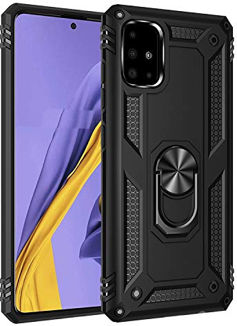BestST Coque pour Samsung Galaxy S10 Lite/A91/M80S + 9H Verre trempé, étui Protection TPU/PC Souple Durable avec Support de 360° Rotation Anneau Protection Antichoc Armor Box Coque, Noir