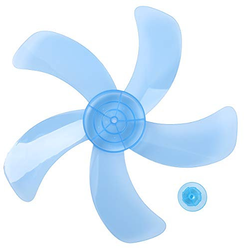 JanJean Plastic Fan Blade Leaves Fan Table Fanner Replacement Part with Nut Cover Universal Household Standing Pedestal Sky Blue 16 Inch 5 Leaves