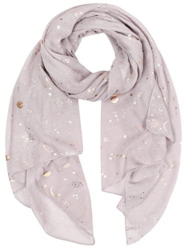 Yuson Girl Schal Damen Leicht Halstuch Gold and Silver Diffused Stars Schal ChiffontüCher Geschenk für Frauen 70 * 180cm Ganzjährig(Grau)