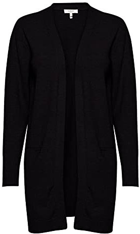b.young BYNONINA Damen Lange Strickjacke Feinstrick Cardigan Longstrickjacke, Größe:L, Farbe:Black (80001)
