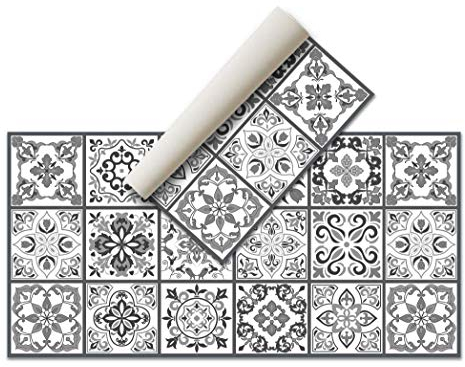 Nivellpublicitari Hydraulic Vinyl-Teppich, 120 x 60 cm, Schwarz-Grau - Küchenteppich - Badezimmerteppich - Rutschfester Essteppich - Schlafzimmerteppich - Schwamm- PVC-Boden