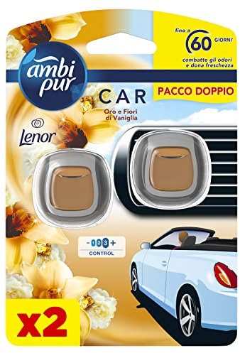 Ambi Pur Car Starter Kit Deodorante Per Ambienti Con Clip Orchidea Tailandese Per Eliminare Gli Odori Sgradevoli Dall’Auto, 4ml, 2 Pezzi