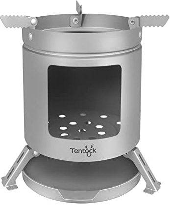 Tentock Estufa de Leña de Titanio para Acampar Hornillos de Cocina Plegable y Ultraligera Hornillos de Leña para Picnic Senderismo Cocinar Al Aire Libre(Estufa de leña L)
