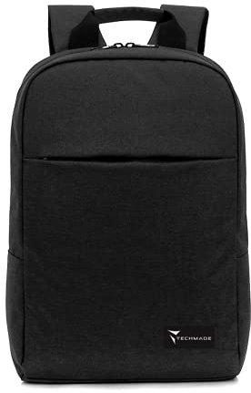 TECHMADE Zaino Tasca Protettiva dedicata per PC Notebook e Tablet fino a 15.6, Elegante, Leggero e Resistente, Tessuto Impermeabile, Spallacci Imbottiti (nero)