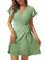 Aokosor Summer Dresses for Women V Neck Dress Ladies Mini Ruffle Sleeve Dress Elegant Green Size 18-20