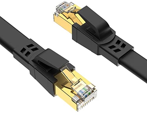 Ercielook Cat8 Netzwerkkabel 3m, Hochgeschwindigkeits-Cat8-LAN-Netzwerkkabel für den Außen- und Innenbereich, 40 Gbit/s, 2000 MHz mit vergoldetem RJ45-Stecker, UV-beständig Router/Modem, Schwarz