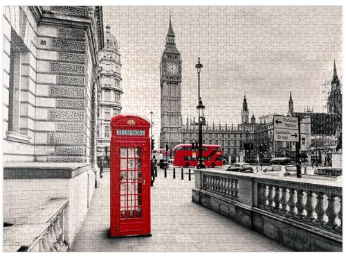 Red Telephone Box in London - Premium 1000 Piece Jigsaw Puzzle for Adults