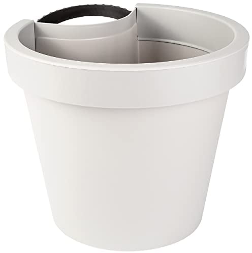 alles-meine.de GmbH Rohr & Stangen - Blumenkasten - weiß - ø 24 cm - rund - Regenrohr/Fallrohr - Pflanzgefäß - Geländer/Zaun - Blumentopf/Pflanzkübel/Pflanzschale - Regen..