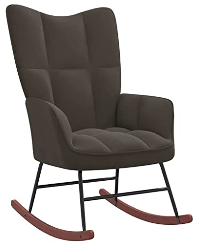 INLIFE Schaukelstuhl Dunkelgrau Samt-8140