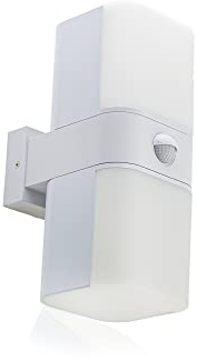 HUBER LED Wandlampe mit Bewegungsmelder 140° 20W, 3300lm I IP65 geschützte LED Außenleuchte mit Bewegungssensor I Wandleuchte innen, Tube, weiß