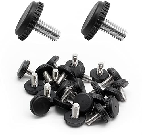 Litoexpe Lot de 24 pieds de nivellement à vis en acier inoxydable de 0,6 cm à 18 pour meubles de terrasse réglables pour pieds de table et de chaise