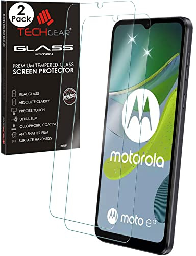 2 Pack of TECHGEAR GLASS Edition Compatible for Motorola Moto E13, Tempered Glass Screen Protector Covers [2.5D Round Edge] [9H Hardness] [Crystal Clarity] [Scratch-Resistant] [No-Bubble]