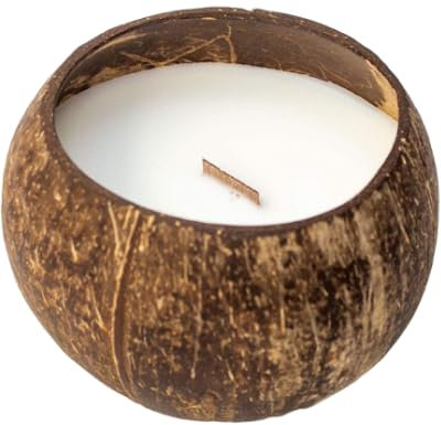 Love Coco - Premium Coconut Fragrance, Soy Wax Candle in a Resuable Natural Coconut Shell Bowl | Scented Candle with Wood Wick | Sustainable, Natural, Home Decor (Single Wooden Wick Candle)