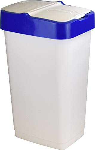 Sterling Ventures Large 60 Litres Dustbin Swing Lid on Top for Home, Kitchen, Office, Indoor & Outdoor Use Rubbish Bin Premium Plastic (Blue Lid)