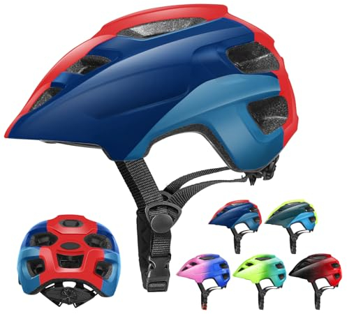 RaMokey Fahrradhelm Kinder, Fahrradhelm mit Licht für Kinder Leichter Kinderhelm mit Verstellbares Zifferblatt für Mädchen und Jungs 48-56CM (ab 5-13Jahre) (Blue)