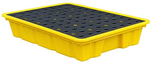 WECLMH Überlaufplattform, Gelb Und Schwarz Polyethylen-Palette Zur Eindämmung Von Flüssigkeiten, Modular Auffangwanne Für Verschüttete Flüssigkeiten, Ölfässer-Überlaufpalette (Size : 35x49x9CM)