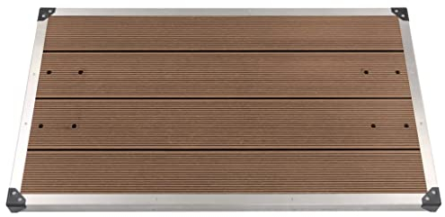 SKM Plato de ducha de exterior de acero inoxidable WPC 110 x 62 cm marrón (14,79 kg)