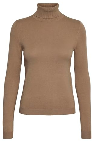 VERO MODA Damen Vmhappiness Ls Rollnk Pullove Ga Boo Rep Strickpullover, Silver Mink, S