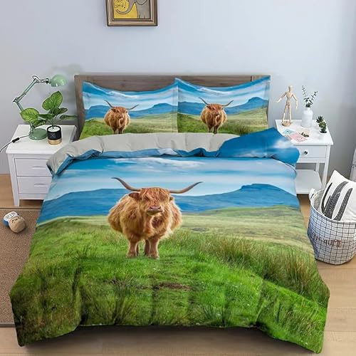MDKLXIDF Bettwäsche 200x200 cm Yak Atmungsaktive Mikrofaser Bettbezug mit Reißverschluss Für Einzelbett, Weiche Bettwäsche-Sets - 1 Bettbezüge mit 1 Kissenbezug 80x80 cm