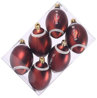 susiodeu 6 Teile/Satz Wiederverwendbare Christbaumkugeln Ornamente Fußball Weihnachtsdekorationen Kugeln Weihnachtskugel Ornamente Kunststoff, 6CM Rugby+6Stk