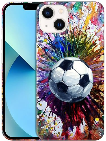 GlamCase for iPhone 13, iPhone 13 Case - Vintage Color Football (Soccer) Design Printed Slim Fit Cute Plastic Hard Snap on Protective Designer Back Phone Case/Cover for iPhone 13.