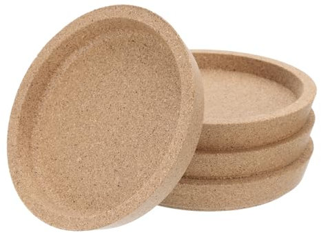 QUARKZMAN 4pcs Liège sous-Verre avec Lèvre pour Boissons Absorbant, 4 Pouce Chaleur Résistant Réutilisable Boisson sous-Verres pour Alcool Verre Goblet Tasse, Marron