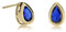 Zavana Petites Boucles d'Oreilles Bleu Saphir Plaqué Or en Goutte en Solitaire, Simples Boucles d'Oreilles Or pour Femme et Jeune Fille avec des Pierres Bleues en Poire en Serti Clos
