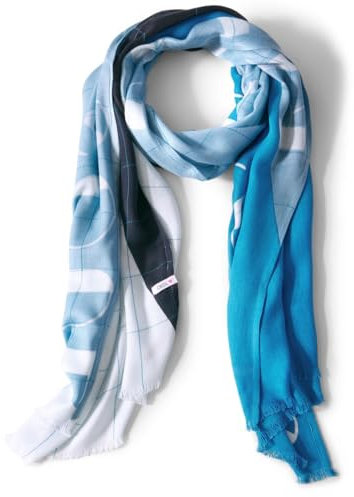 CECIL Damen B572453 Bedruckter Schal, Fjord Aqua Blue, A