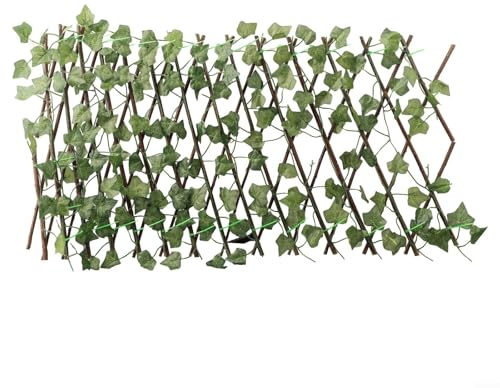 Clôture de lierre artificielle, clôture de jardin extensible en treillis - Brise-vue - Feuilles de lierre artificielles (patate douce)
