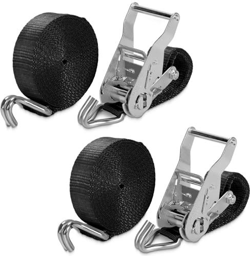 IAZZCO Lot de 2 sangles à cliquet robustes avec crochets de 2 000 kg
