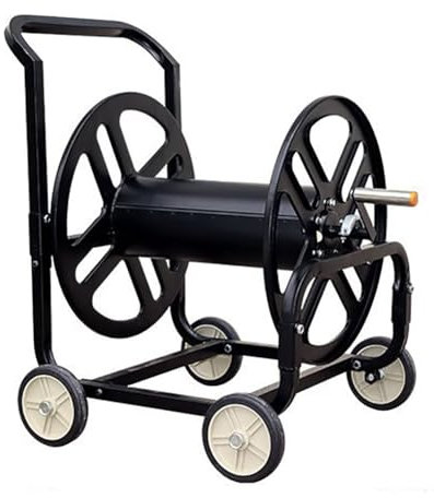 Robuster Metall-Schlauchwagen mit 4 Rädern, hält 250 m Schlauch, ideal für große Gärten und Bewässerung