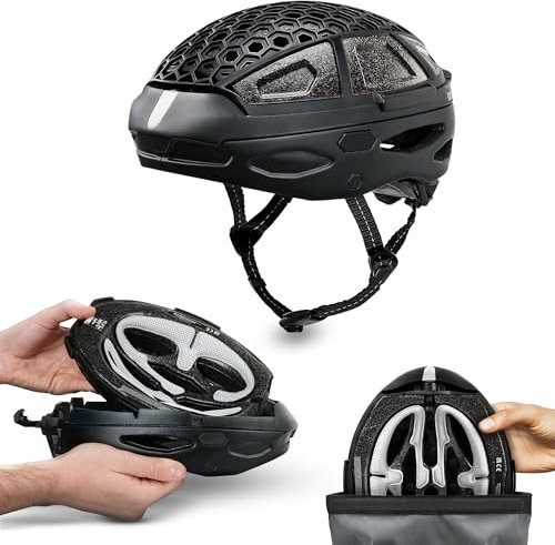 Newlane Foldable Bike Helmet (White/M) | Compact, Lightweight & Safety-Certified Foldable Helmet | Adjustable & Breathable | Commuter Cycle Helmet for Men & Women | Easy-Fit Packable Bike Helmet