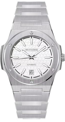 Specht & Söhne Einzigartiges Design Herrenuhren Mechanische Uhr NH35 Movt Edelstahl Leuchtende Klassische Uhr 50M Wasserdicht, Weiss/opulenter Garten