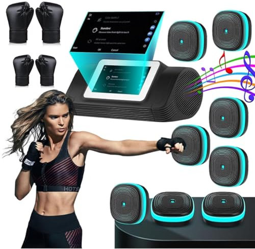 Split-Musikboxmaschine, an der Wand montiertes tragbares elektronisches Boxgerät mit 2 Handschuhen, 1 einstellbarer Modus, intelligente Digitalanzeige, Datenverfolgung, Bluetooth-Verbindung,8-Targets