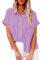 Camicia da donna a maniche corte in cotone e lino, tinta unita, elegante, taglie grandi, in lino, da spiaggia, estiva, casual, casual, da lavoro, lilla, 4XL