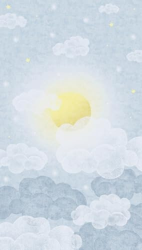 A.S. Création Children's Room Wallpaper Lilly & Luis by : Sturdy Photo Wallpaper with Cloud Effect, 1.59 m x 2.80 m, Blue, Yellow, White, Made in Germany, 770641
