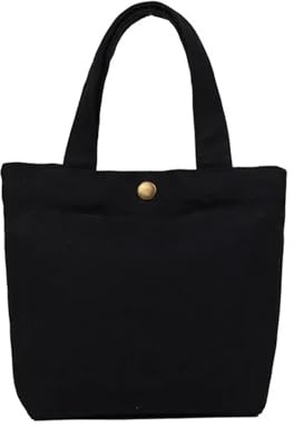 YGMNQAL Cotten Tote Bag Canvas Tote Bag Small Cosmetic Cotton Simple Solid Color Handbags(Black)