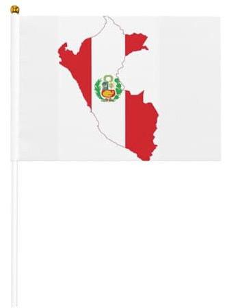 Juego de mini banderas de madera con estampado de mapa de Perú, banderas pequeñas en miniatura de mano de 5.5 x 8.2 pulgadas para todas las estaciones