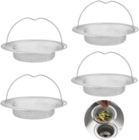 Auriselle 4 Piezas Filtro desagüe - Colador Fregadero Cocina, Cocina Acero Inoxidable 304 Cesta Fina Lavabo Fregadero Colador de desagüe Malla Fina (11 x 7 x 2 cm)