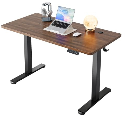 HUANUO Standing Desk 120x60cm mit 4 Memory height settings | USB Charging Port,sit-stand design, 2-part tabletop, for home office & workstation