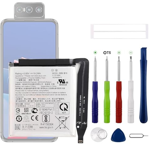 Swark 5000 mAh C11P1904 Battery Replacement Compatible with Asus Zenfone 7 ZS670KS/7 Pro ZS671KS/8 Flip ZS672KS Replacement Battery with Updated Repair Tool Kit