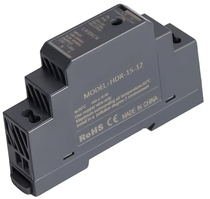 DIN-Schienen-Netzteil, Hutschienen-Netzteil 12V DC 1.25A 15W | HDR-15-12, Eingang 100-240V AC, Schaltnetzteil für Industrieautomation Gebäudetechnik Heim