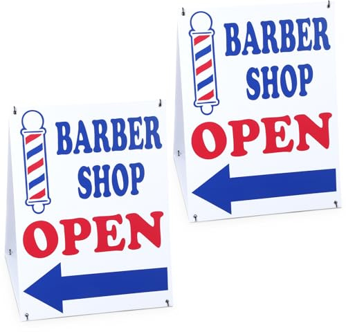 Colingmill Lot de 2 panneaux ouverts pour barbier avec flèches directionnelles gauche/droite double face 45,7 x 61 cm en plastique rouge, bleu, blanc