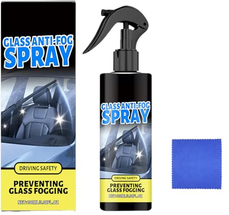Automatisches Anti-Beschlag-Spray - 100ml Sofort-Car-Entnebler | Tragbarer Reiniger mit Tuch für Fahren, Fenster, Duschkabinen, Regen, Wasser, klare Sicht, Zuhause, Bad