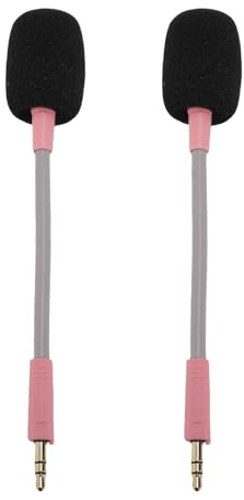 Purokise 2 Stück Ersatzmikrofon für Barracuda X Gaming-Headset, 3,5 mm Abnehmbares Mikrofon mit Schaumstoffhülle Rauschunterdrückung Flexibel (Rosa)