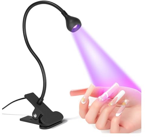 Lampe UV for sèche-ongles, longueur d'onde 395 nm, pince de bureau, mini USB for ongles en gel, outils salon manucure(Black)